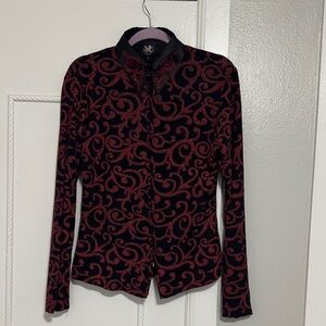 Royal Highness Equestrian Black and Red Swirl Sparkly Pattern Show Shirt